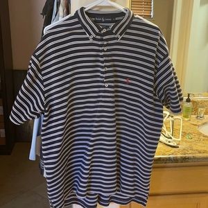 Blue and white striped Ralph Lauren polo